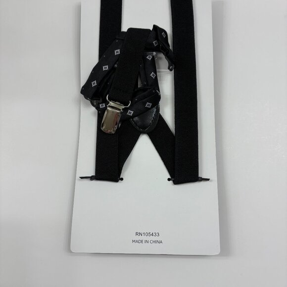 Bow Tie and Suspender Set - Boys 4-7 YRS OLD- NWT - Black W/ Silver Squares - Picture 3 of 7